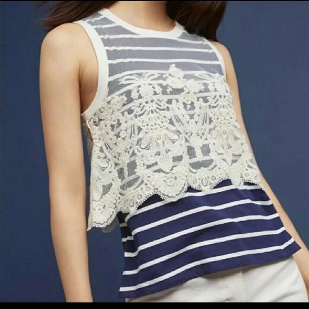Anthropologie Natique lace overlay tank XXS